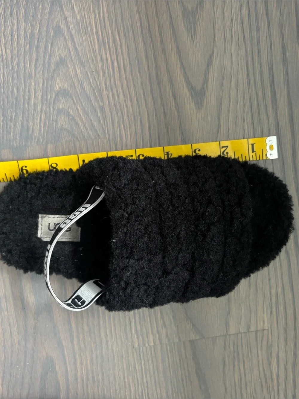 UGG Kids Black Fuzzy Slides